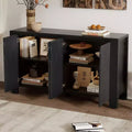 Whisen Buffet Cabinet with Storage, 4-Door Retro Wood Sideboard with Distressed Finish and Adjustable Shelves