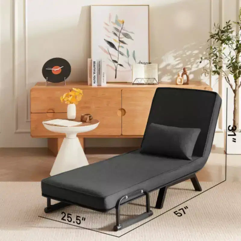 Convertible Chair Bed Sleeper for Adults, 5 in 1 Folding Chair Bed with 5-Position Adjustable Backrest & Pillow
