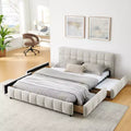 GDFStudio Abbott Queen Size Tufted Chenille Upholstered Bed with Drawer and Headboard