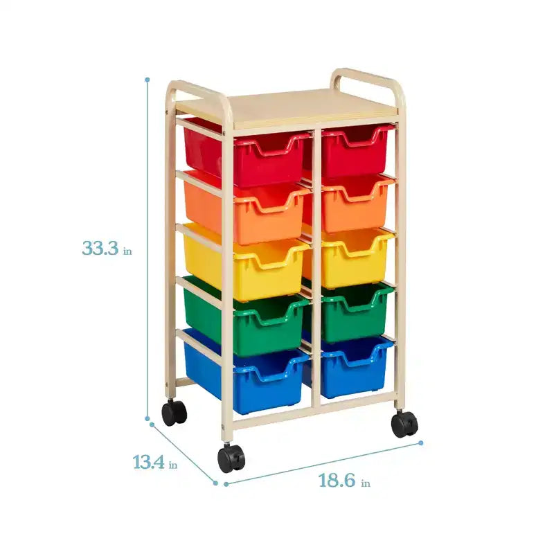 ECR4Kids Mobile Storage Organizer and Removable Plastic Bins, Kids Furniture