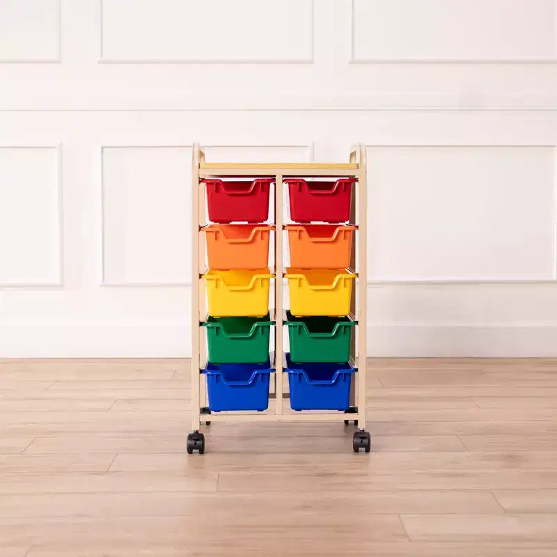 ECR4Kids Mobile Storage Organizer and Removable Plastic Bins, Kids Furniture