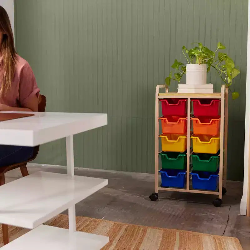 ECR4Kids Mobile Storage Organizer and Removable Plastic Bins, Kids Furniture