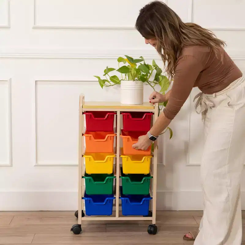 ECR4Kids Mobile Storage Organizer and Removable Plastic Bins, Kids Furniture