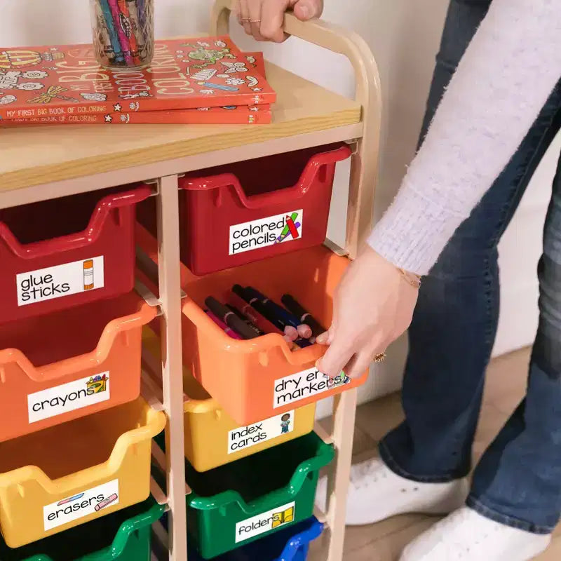ECR4Kids Mobile Storage Organizer and Removable Plastic Bins, Kids Furniture