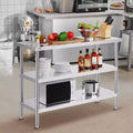 VEVOR Stainless Steel Food Prep Table, 18 x 48 x 34 Inch Commercial Kitchen Worktable, with 2 Adjustable Undershelf, Heavy Duty Prep Table