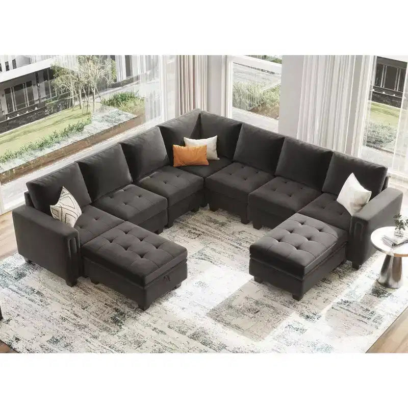 Belffin Modular Velvet Tufted Single Seat