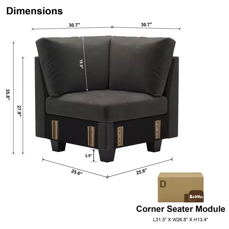 Belffin Modular Velvet Tufted Single Seat