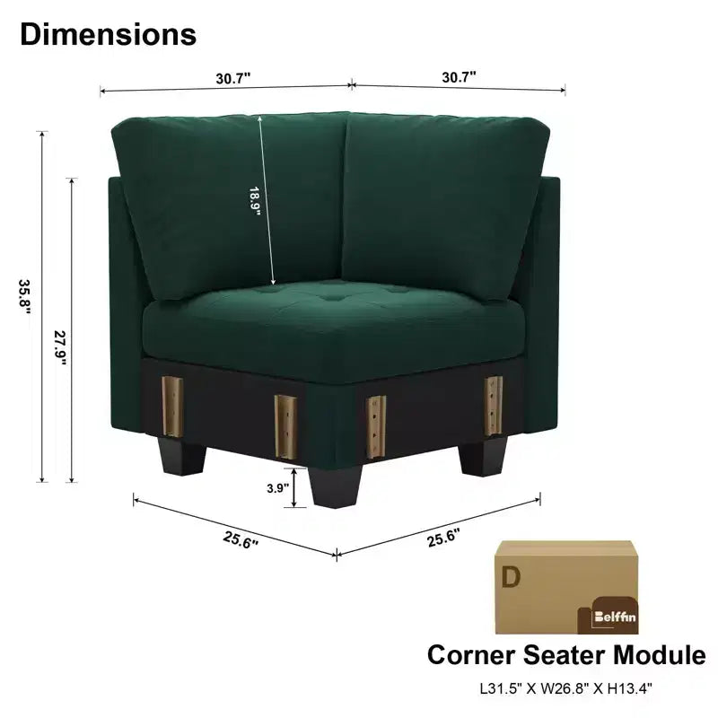 Belffin Modular Velvet Tufted Single Seat