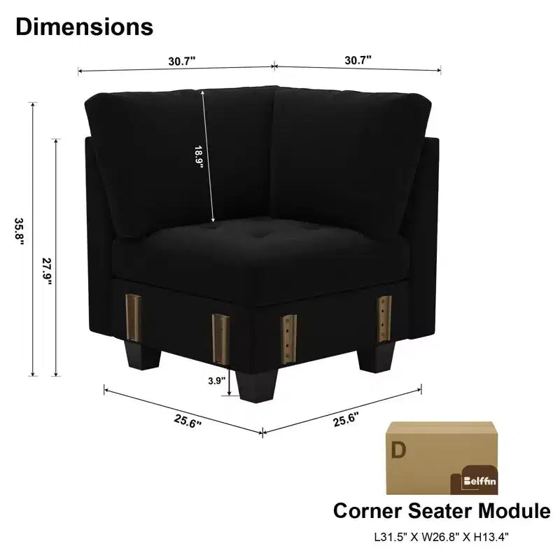 Belffin Modular Velvet Tufted Single Seat