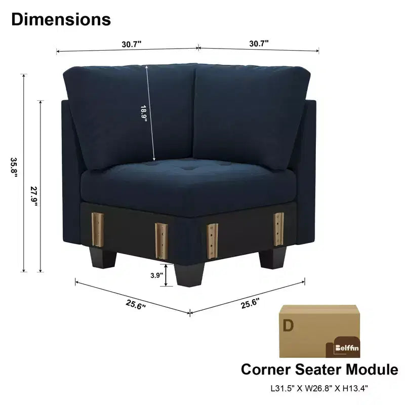Belffin Modular Velvet Tufted Single Seat