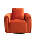 White Soft Velvet Arm Chair with Swivel Barrel Accent Chair with Pillow