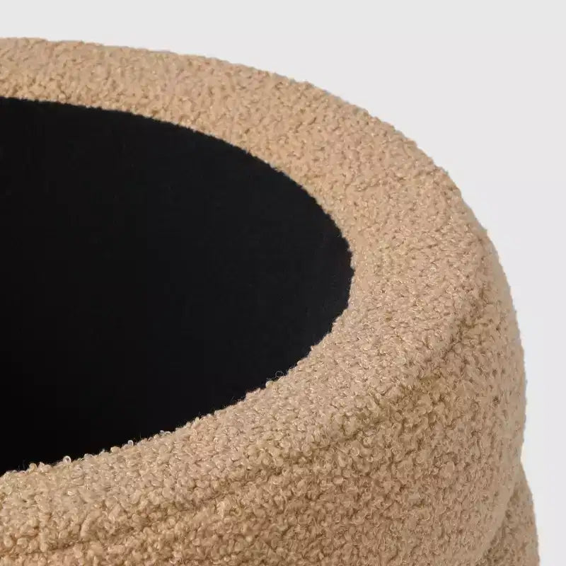 WestinTrends Alexandria Mid-Century Modern Faux Shearling Shearling Round Storage Ottoman