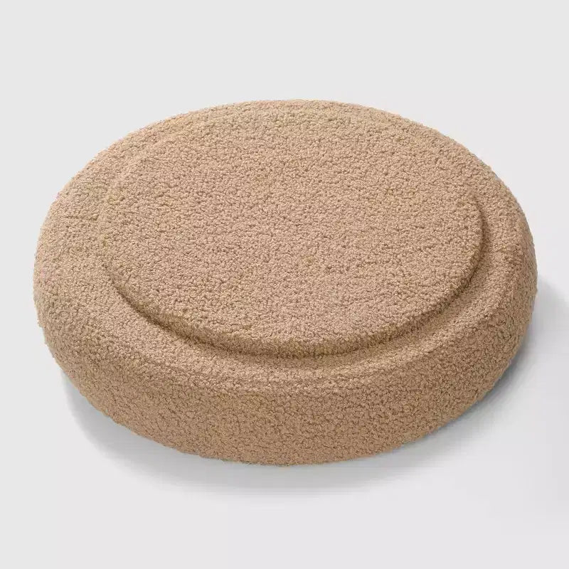 WestinTrends Alexandria Mid-Century Modern Faux Shearling Shearling Round Storage Ottoman