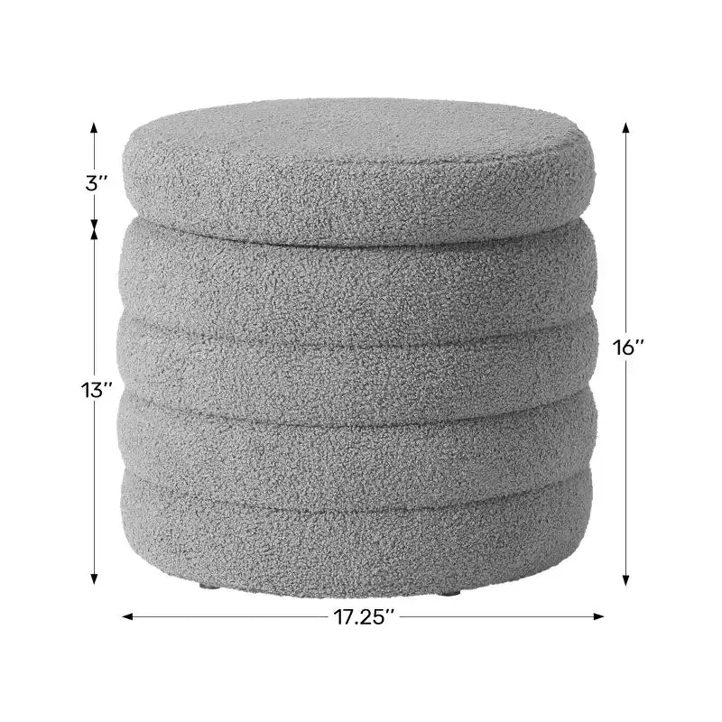WestinTrends Alexandria Mid-Century Modern Faux Shearling Shearling Round Storage Ottoman