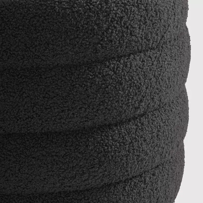 WestinTrends Alexandria Mid-Century Modern Faux Shearling Shearling Round Storage Ottoman