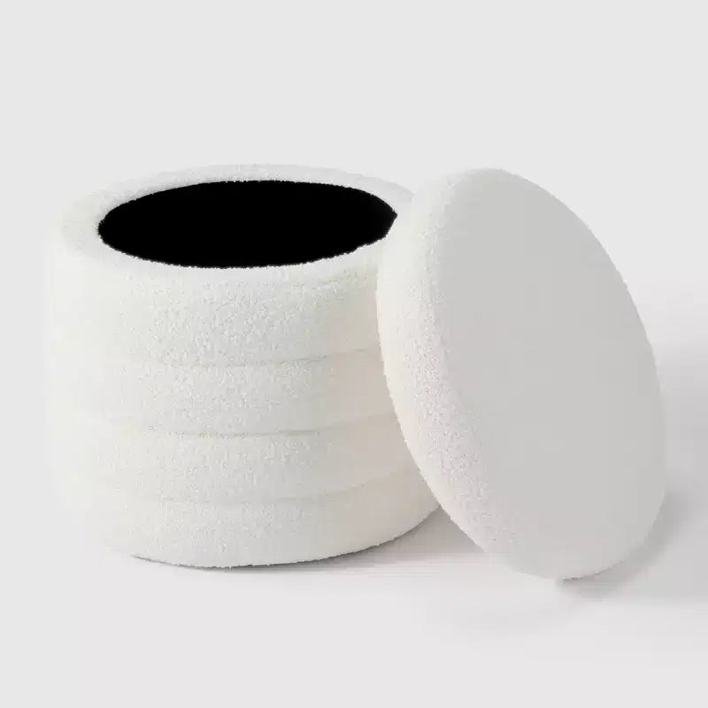WestinTrends Alexandria Mid-Century Modern Faux Shearling Shearling Round Storage Ottoman