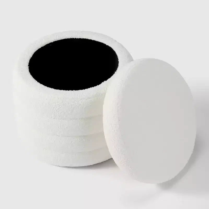 WestinTrends Alexandria Mid-Century Modern Faux Shearling Shearling Round Storage Ottoman