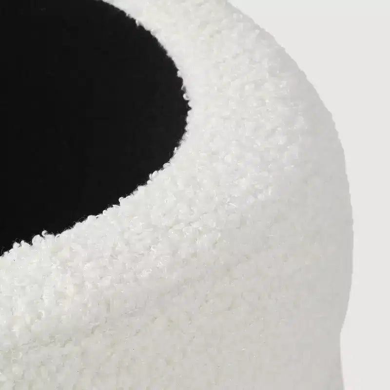 WestinTrends Alexandria Mid-Century Modern Faux Shearling Shearling Round Storage Ottoman