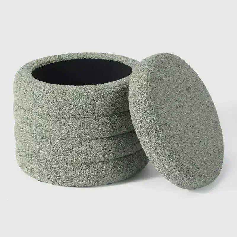 WestinTrends Alexandria Mid-Century Modern Faux Shearling Shearling Round Storage Ottoman