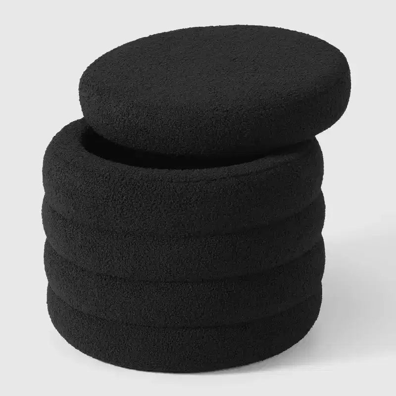 WestinTrends Alexandria Mid-Century Modern Faux Shearling Shearling Round Storage Ottoman