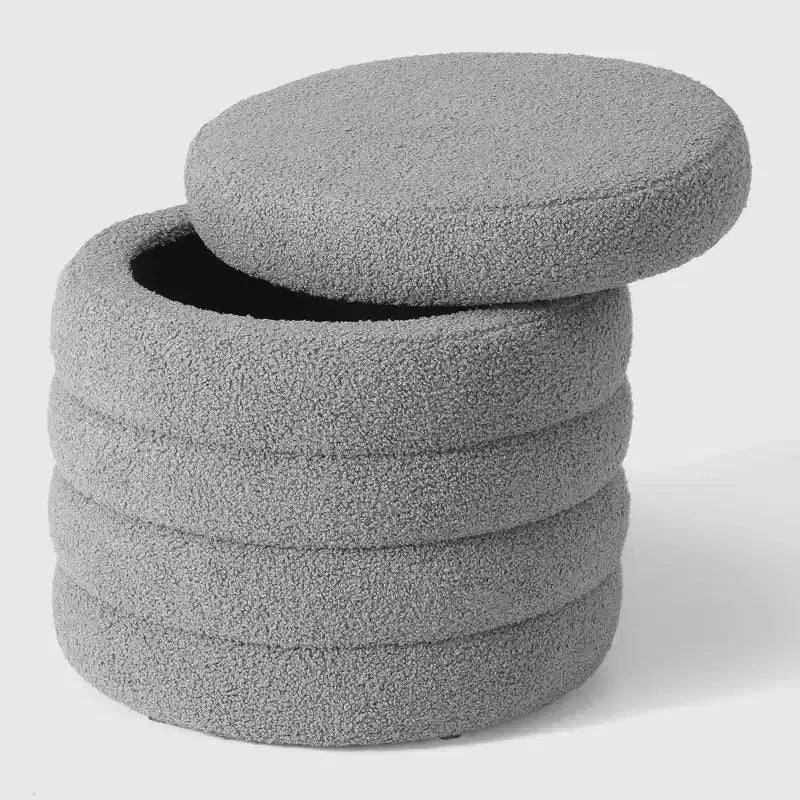 WestinTrends Alexandria Mid-Century Modern Faux Shearling Shearling Round Storage Ottoman