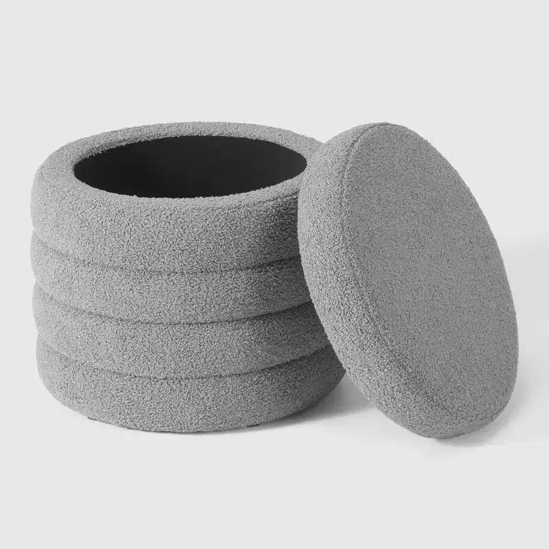 WestinTrends Alexandria Mid-Century Modern Faux Shearling Shearling Round Storage Ottoman