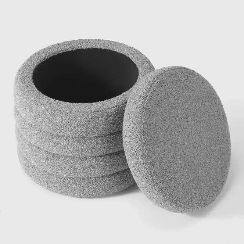 WestinTrends Alexandria Mid-Century Modern Faux Shearling Shearling Round Storage Ottoman