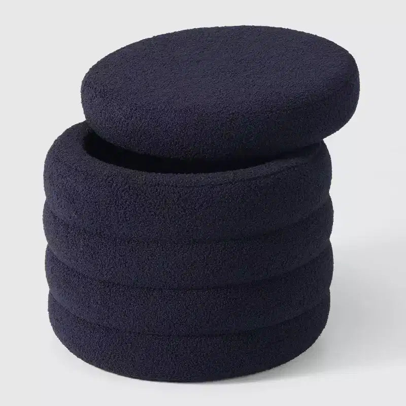 WestinTrends Alexandria Mid-Century Modern Faux Shearling Shearling Round Storage Ottoman