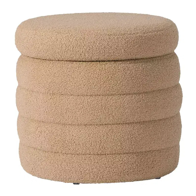 WestinTrends Alexandria Mid-Century Modern Faux Shearling Shearling Round Storage Ottoman