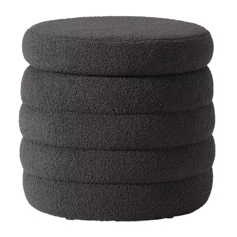 WestinTrends Alexandria Mid-Century Modern Faux Shearling Shearling Round Storage Ottoman