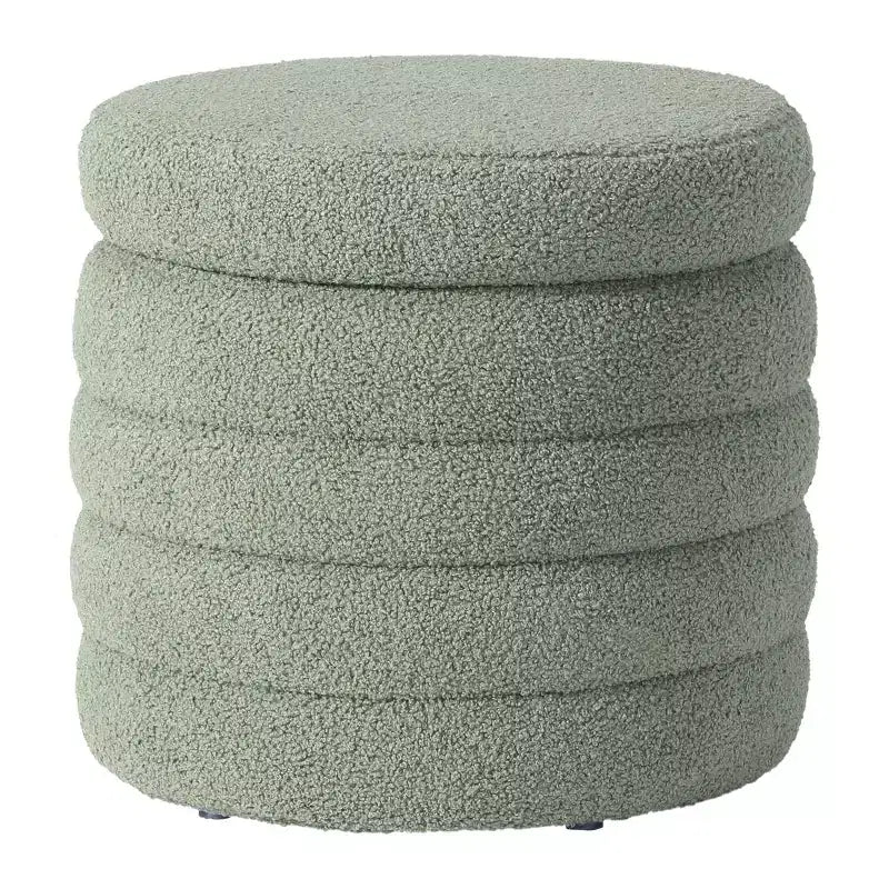 WestinTrends Alexandria Mid-Century Modern Faux Shearling Shearling Round Storage Ottoman