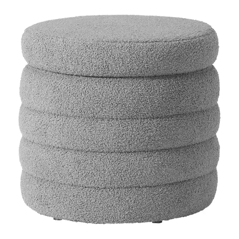 WestinTrends Alexandria Mid-Century Modern Faux Shearling Shearling Round Storage Ottoman