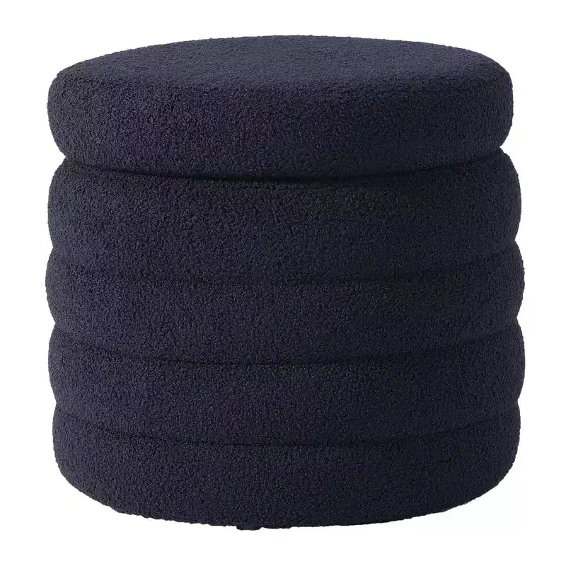 WestinTrends Alexandria Mid-Century Modern Faux Shearling Shearling Round Storage Ottoman