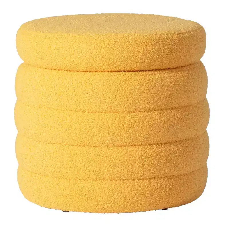 WestinTrends Alexandria Mid-Century Modern Faux Shearling Shearling Round Storage Ottoman