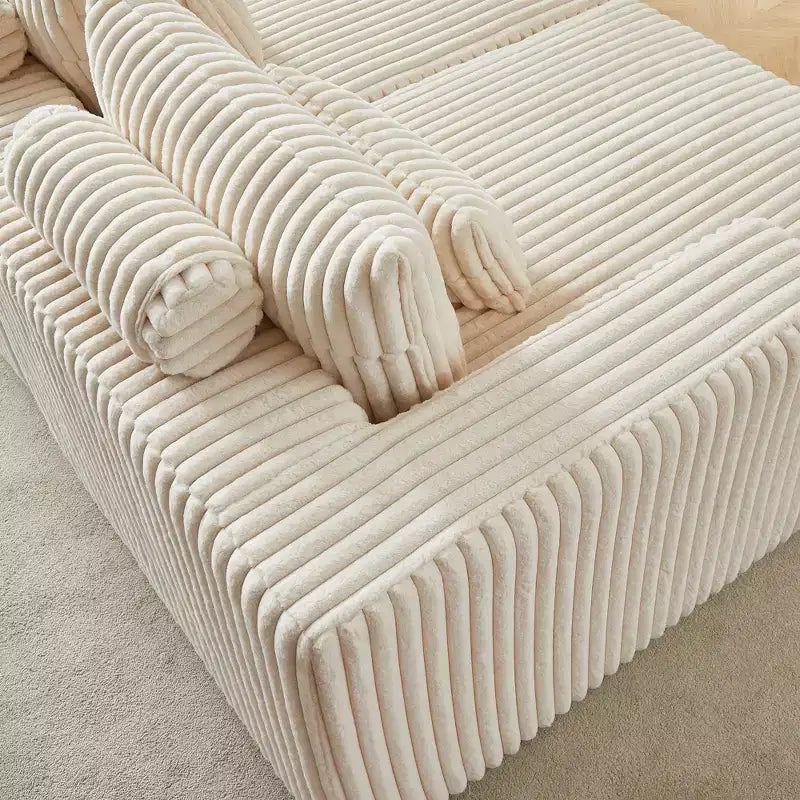 87 Cloud Plush Sectional Chaise: No Assembly, Reclining Sofa Bed - Ideal for Living Room and Bedroom