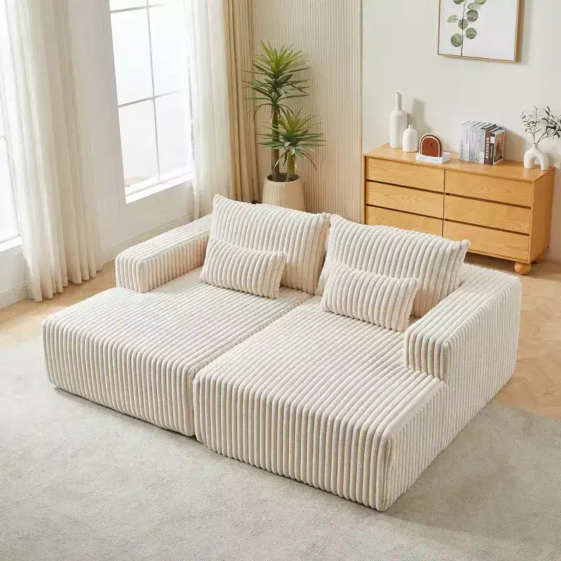 87 Cloud Plush Sectional Chaise: No Assembly, Reclining Sofa Bed - Ideal for Living Room and Bedroom