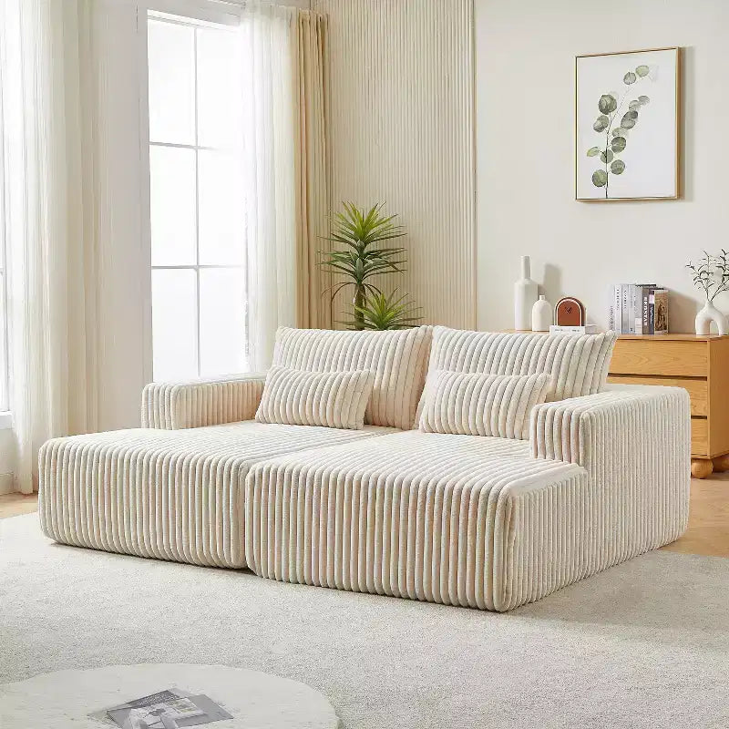 87 Cloud Plush Sectional Chaise: No Assembly, Reclining Sofa Bed - Ideal for Living Room and Bedroom