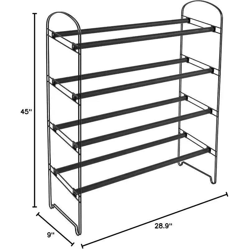 Seville Classics 4-Tier 30-Pair Black Expandable Metal Frame Shoe Rack