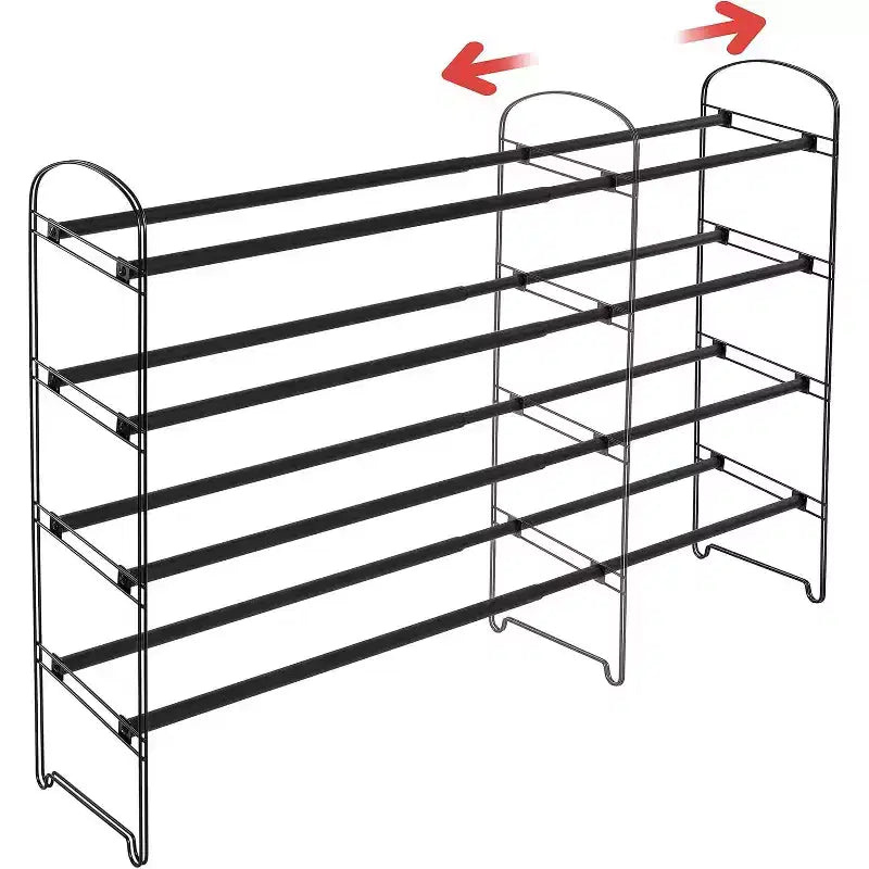 Seville Classics 4-Tier 30-Pair Black Expandable Metal Frame Shoe Rack