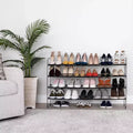 Seville Classics 4-Tier 30-Pair Black Expandable Metal Frame Shoe Rack