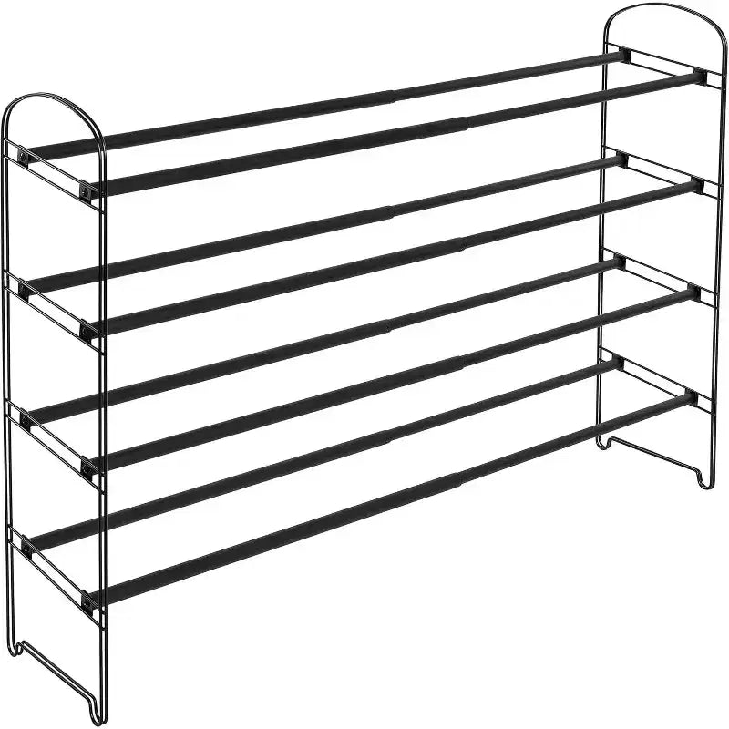 Seville Classics 4-Tier 30-Pair Black Expandable Metal Frame Shoe Rack
