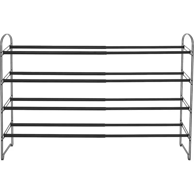 Seville Classics 4-Tier 30-Pair Black Expandable Metal Frame Shoe Rack