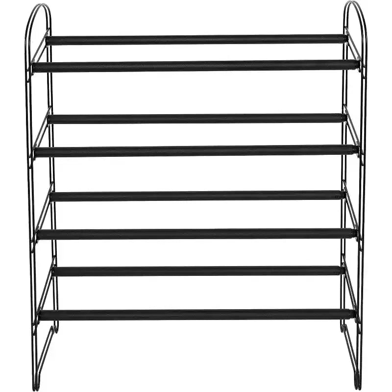 Seville Classics 4-Tier 30-Pair Black Expandable Metal Frame Shoe Rack
