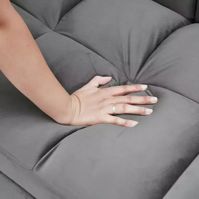 GDFStudio Xavier Modern 65 3-in-1 Foldable Wooden Velvet Upholstered Sofa with Adjustable Back and Pillows