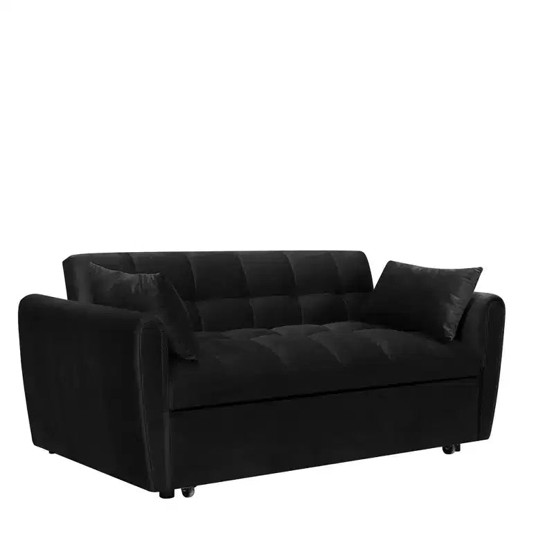 GDFStudio Xavier Modern 65 3-in-1 Foldable Wooden Velvet Upholstered Sofa with Adjustable Back and Pillows