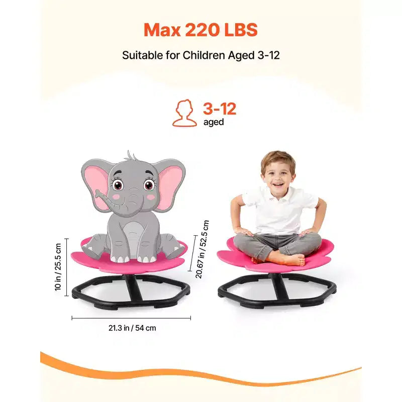 VEVOR Kids Swivel Chair, 220 lbs Capacity, Flower Shape Sensory Spinning Chair with Non-Slip Metal Base, Toddler Sit & Spin Seat, Red