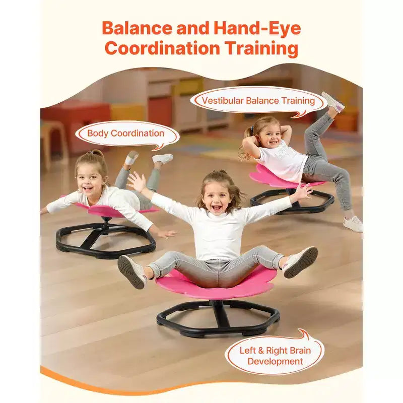 VEVOR Kids Swivel Chair, 220 lbs Capacity, Flower Shape Sensory Spinning Chair with Non-Slip Metal Base, Toddler Sit & Spin Seat, Red