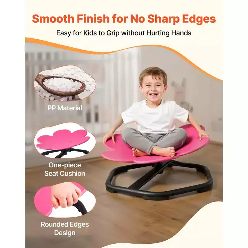 VEVOR Kids Swivel Chair, 220 lbs Capacity, Flower Shape Sensory Spinning Chair with Non-Slip Metal Base, Toddler Sit & Spin Seat, Red