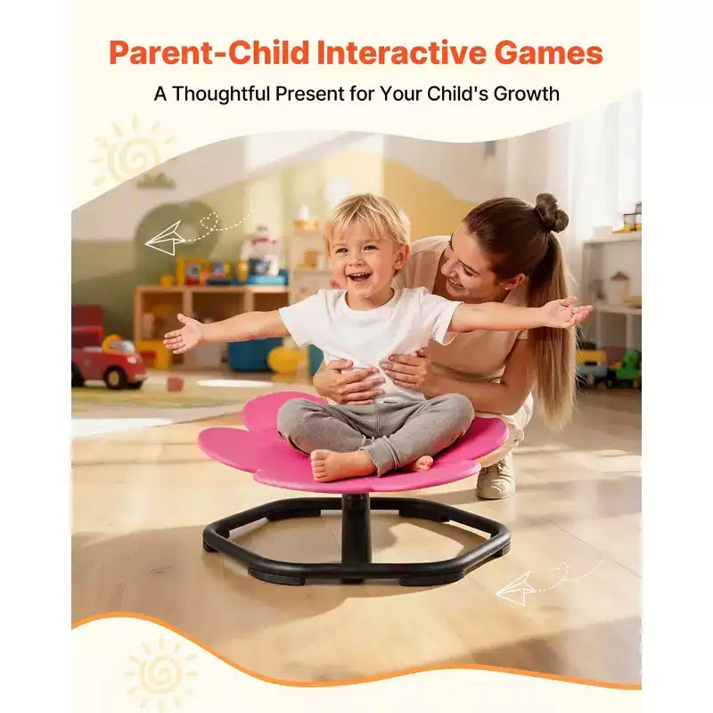 VEVOR Kids Swivel Chair, 220 lbs Capacity, Flower Shape Sensory Spinning Chair with Non-Slip Metal Base, Toddler Sit & Spin Seat, Red
