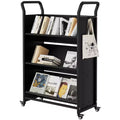 V-Shaped Metal Rolling Cart, 4 Lockable Wheels & Side Hooks, 3-Tier Storage Bookshelf, for Office, School, Home